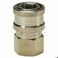 Dixon E Series Straight Through Hydraulic Coupler, 1/4 in x 1/4-11-1/2 Nominal, Quick-Connect x FNPT, Dome 10EF10-S